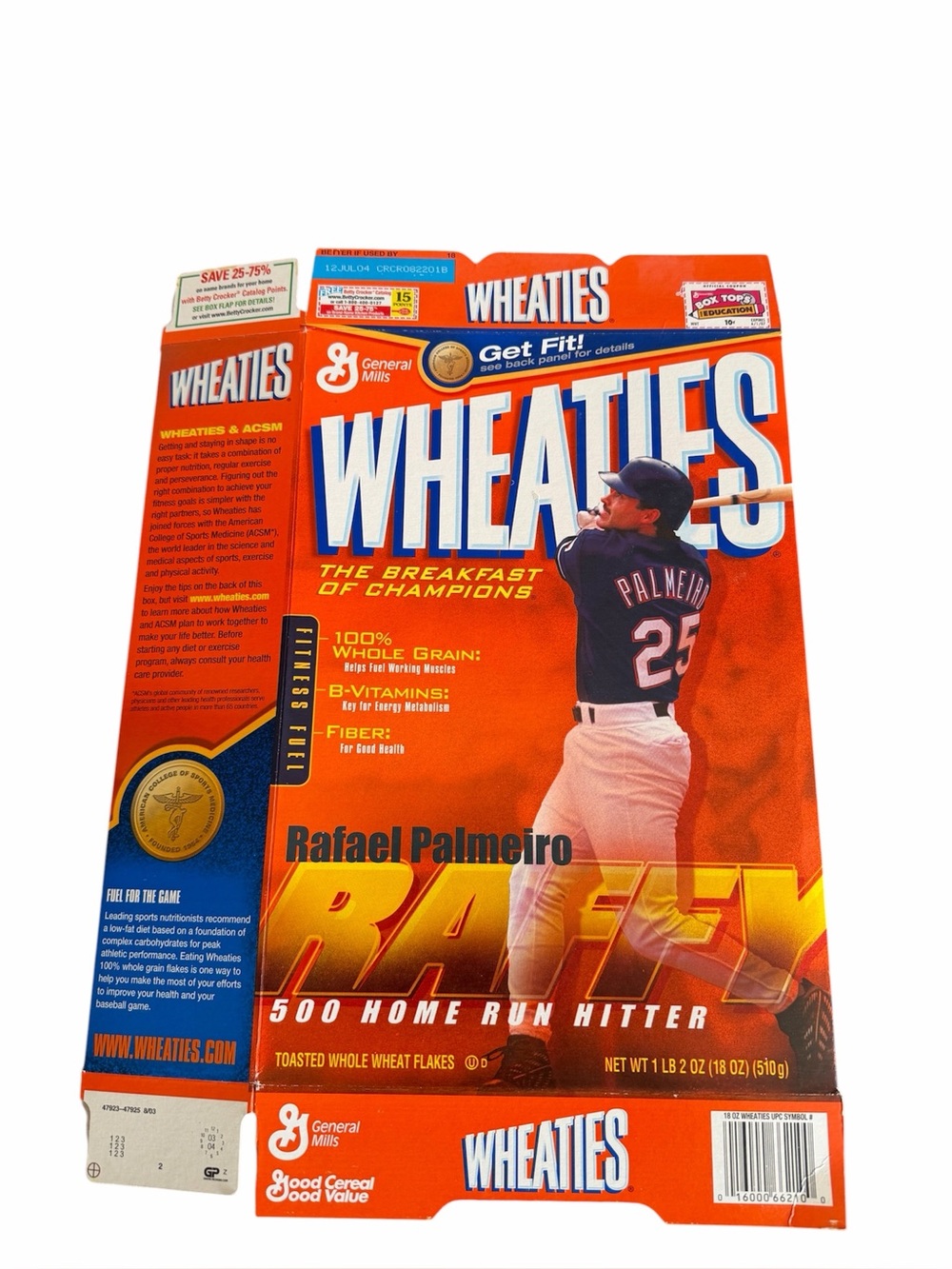 General Mills Wheaties Rafael Palmeiro Flat Box Vintage 2003 500 Home Run Hitter